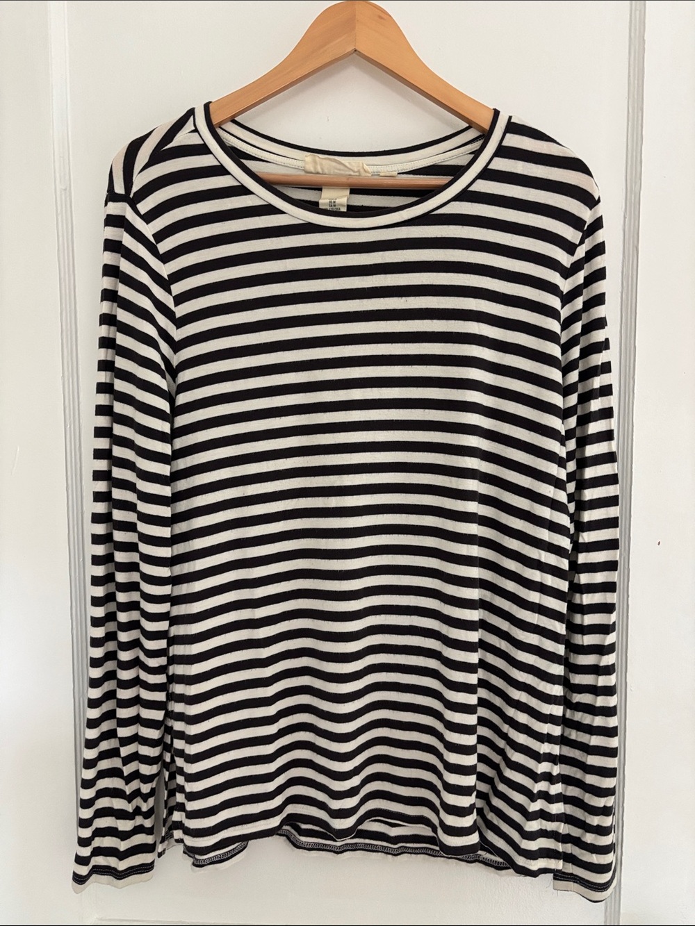 H&M Navy and White Striped Long Sleeve Top size M
